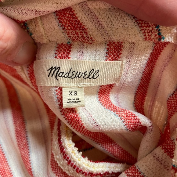 Madewell Textured Stripe Crop Top Sleeveless Open Back XS - Picture 6 of 7